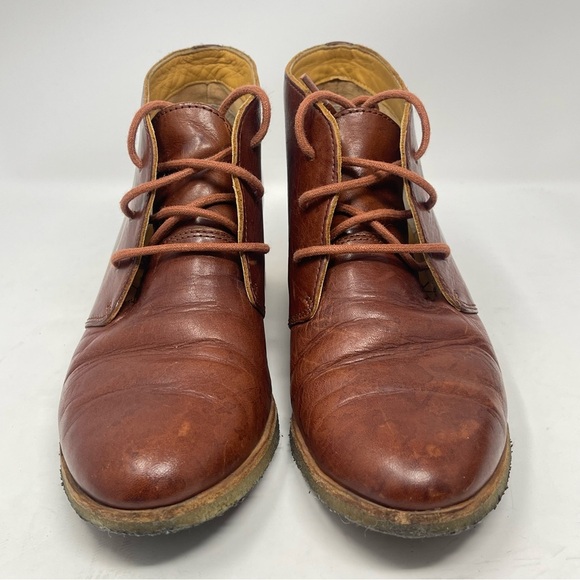 Clarks Originals Booties Womens 7.5 Brown Leather Block Heeled Chukka Lace Up - Picture 8 of 16